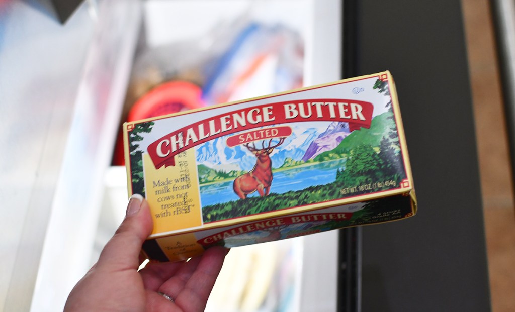 placing challenge butter into freezer