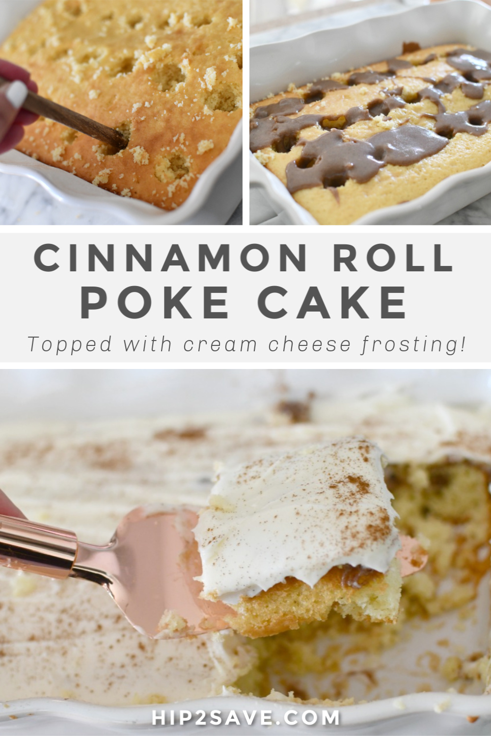 Best Cinnamon Roll Poke Cake Using Boxed Cake Mix | Hip2Save