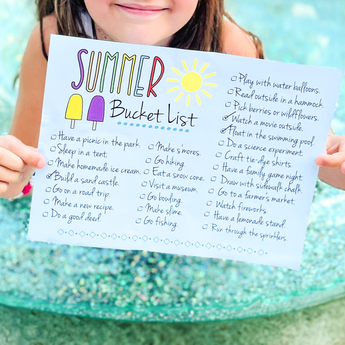 summer bucket list close up