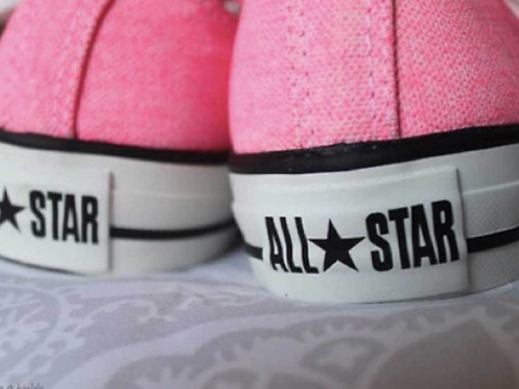 pink all star shoes up close