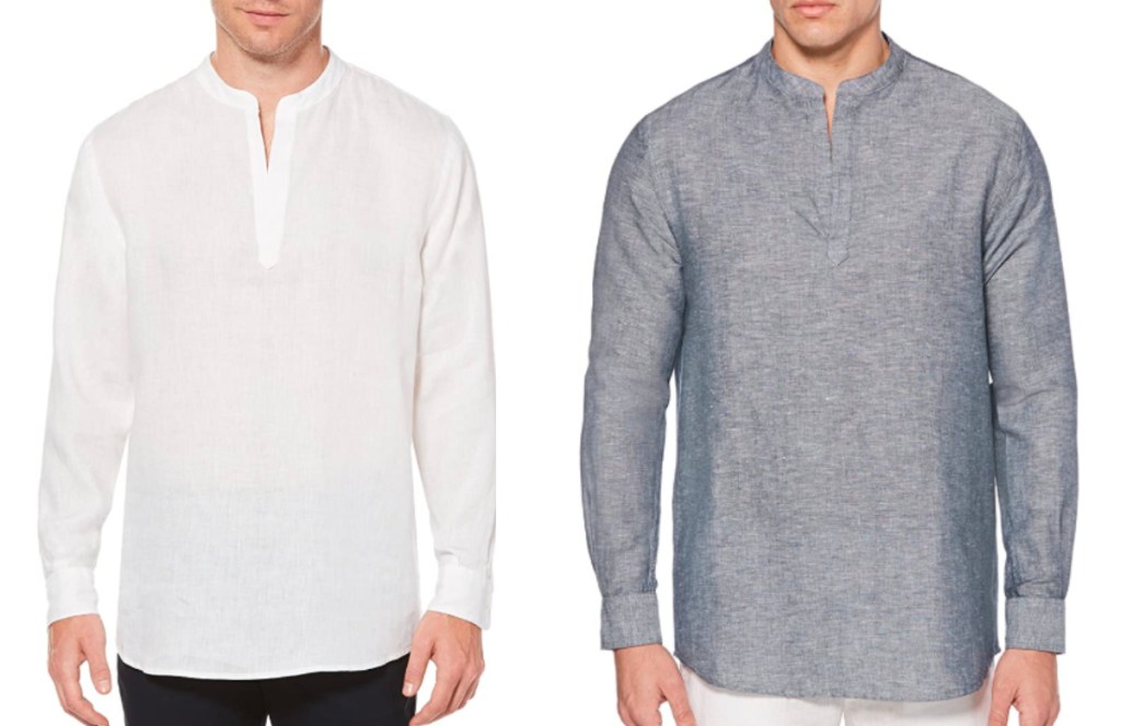 men wearing whit eand gray cotton pullover shirts