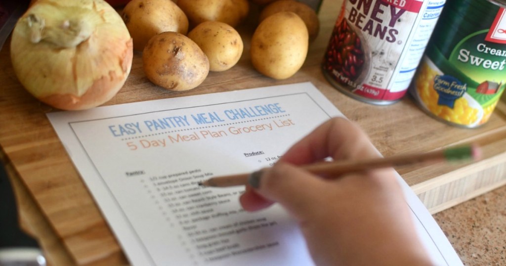 writing on easy pantry meal challenge