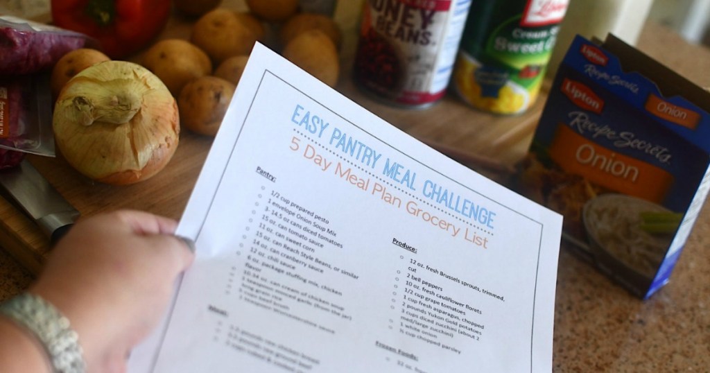 holding 5-day easy pantry meal plan