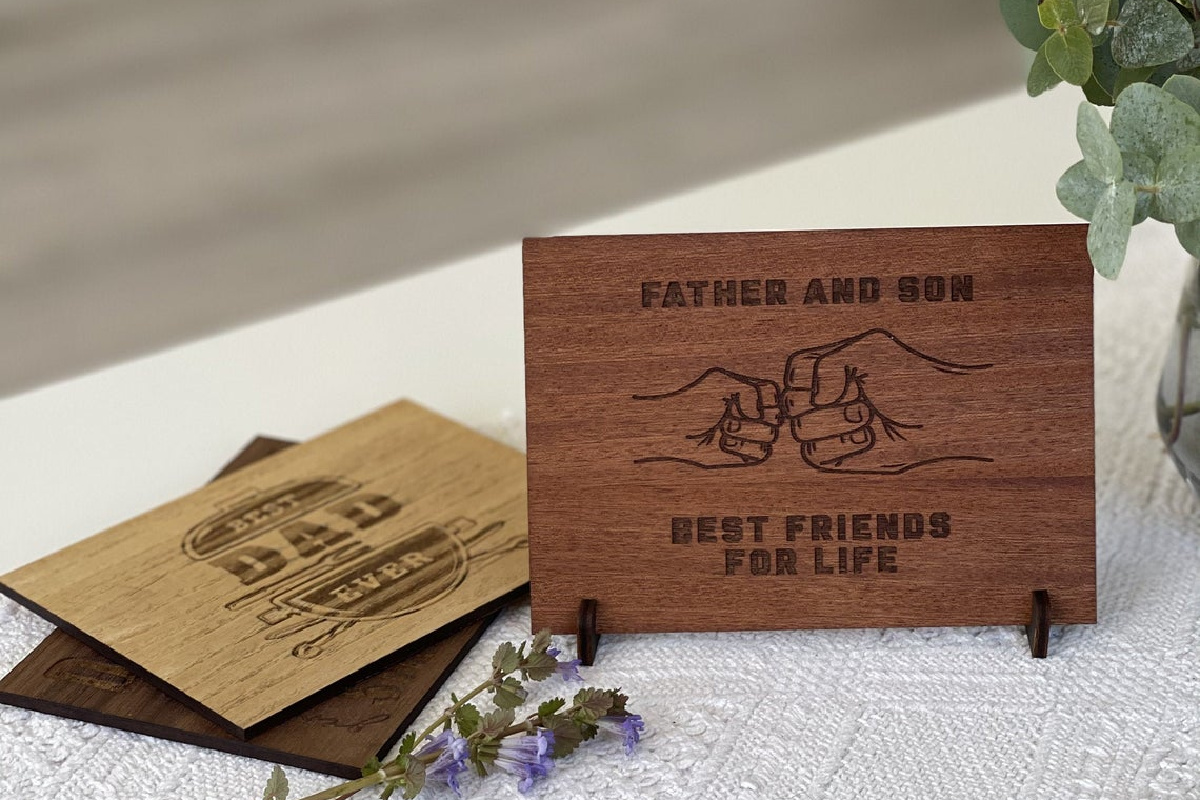 wooden father's day postcard