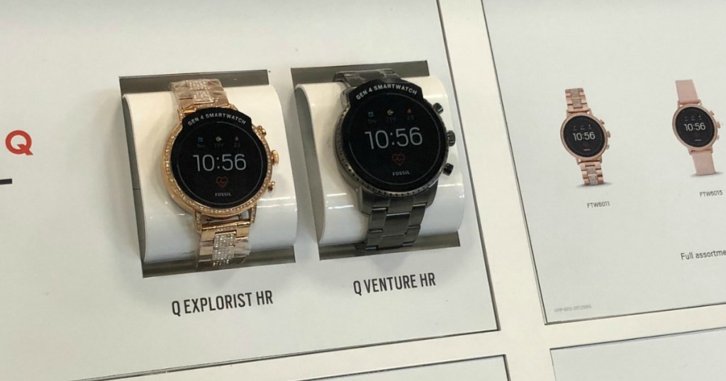fossil smart watches displayed in case 