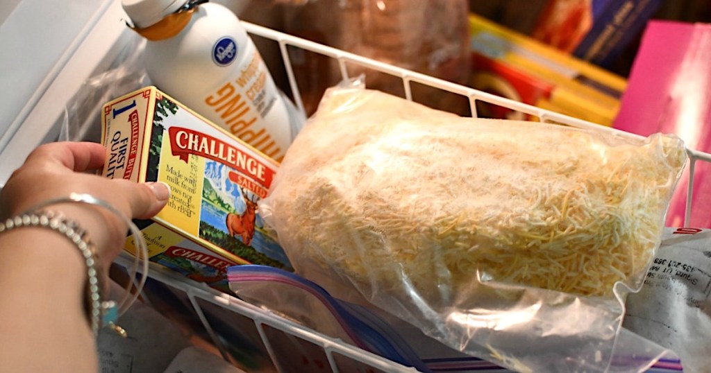 freezing butter and shredded cheese bag
