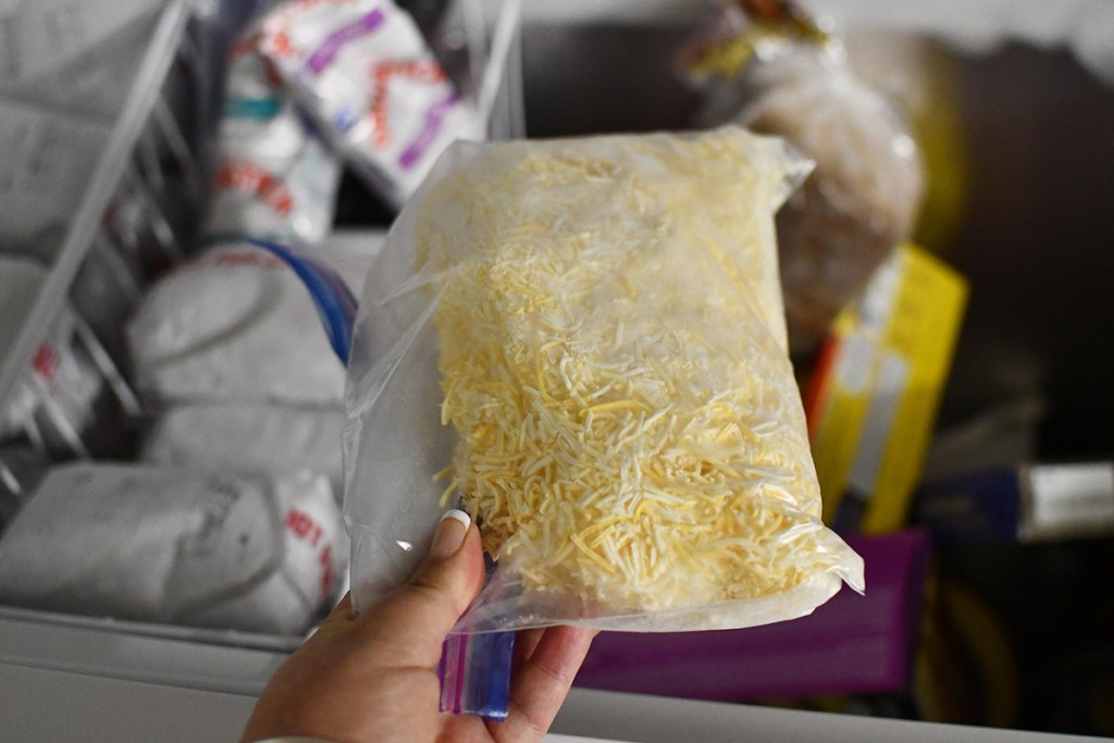 frozen shredded cheddar cheese in bag