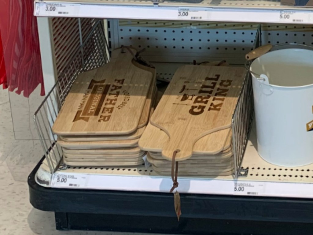 store display with cutting boards