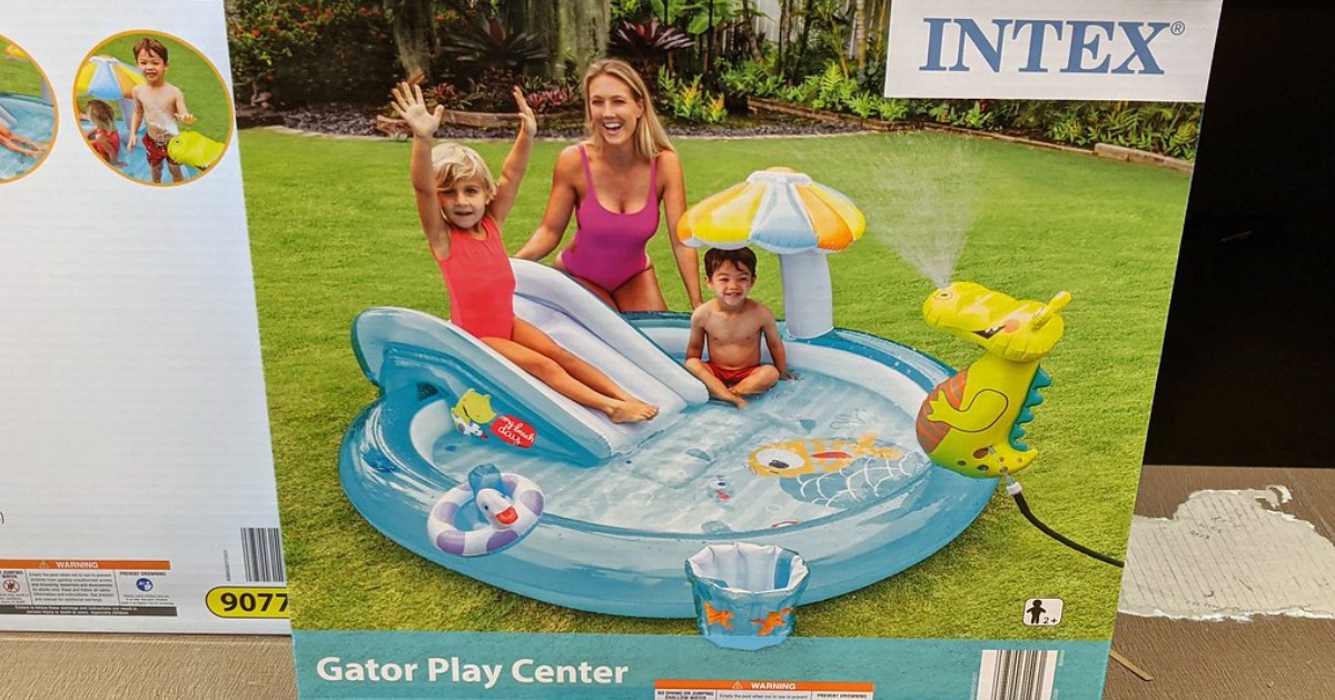 inflatable kids water center and pool in box at store