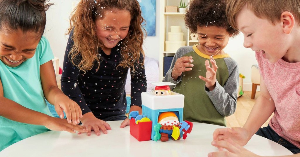 kids playing Plumber Pants Board Game