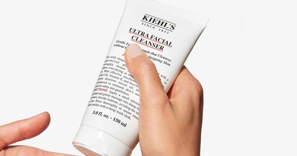 kiehls ultra face cleanser in hand