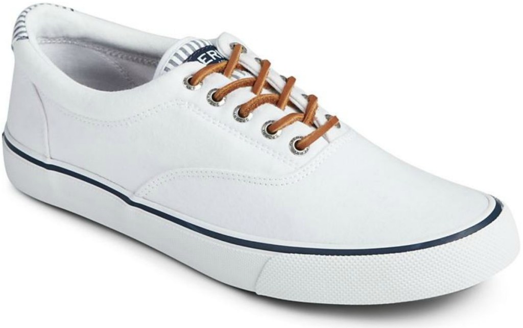 white shoes with brown laces