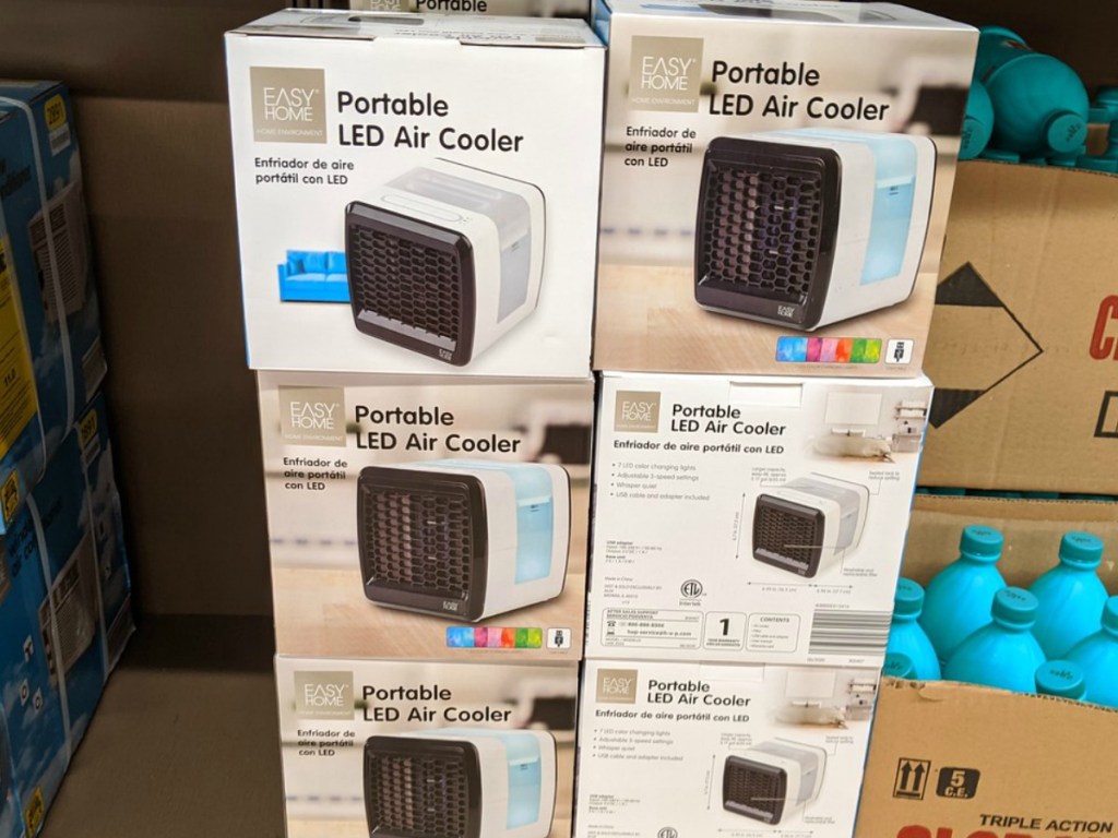 small ac units in boxes on store shelf