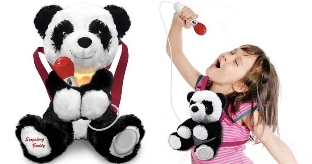 sing along plush panda with microphone