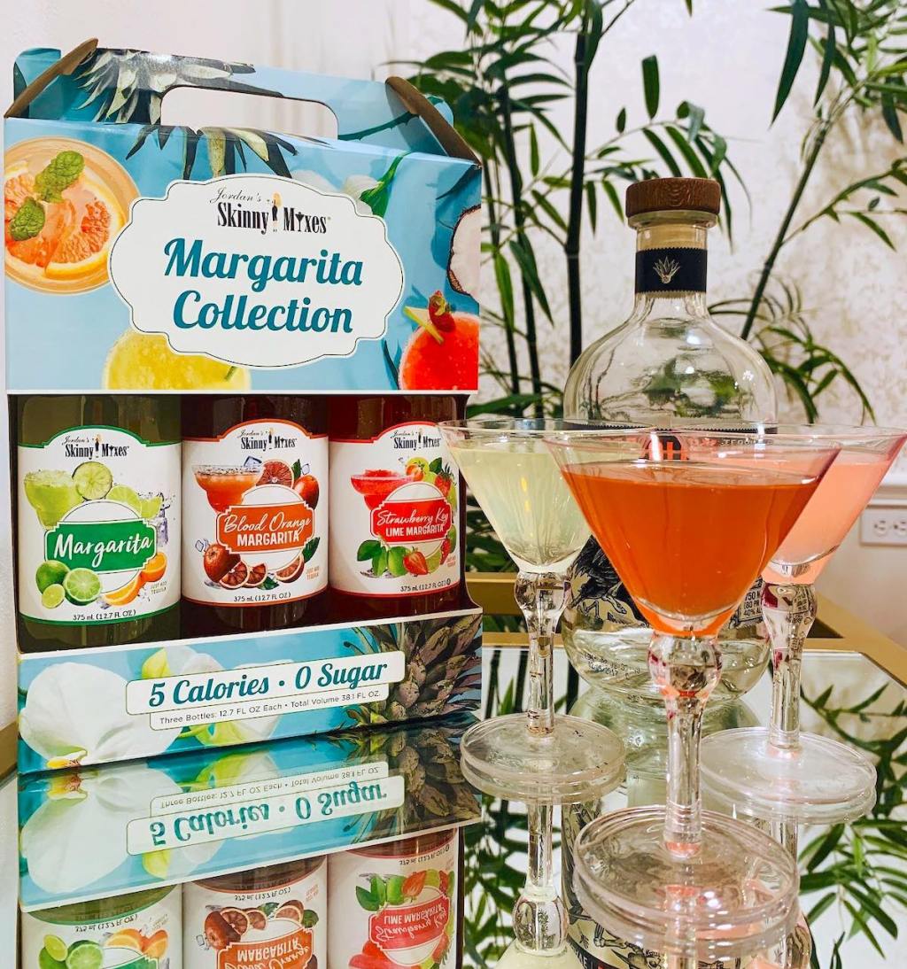 skinny girl margarita collection with martini glasses filled