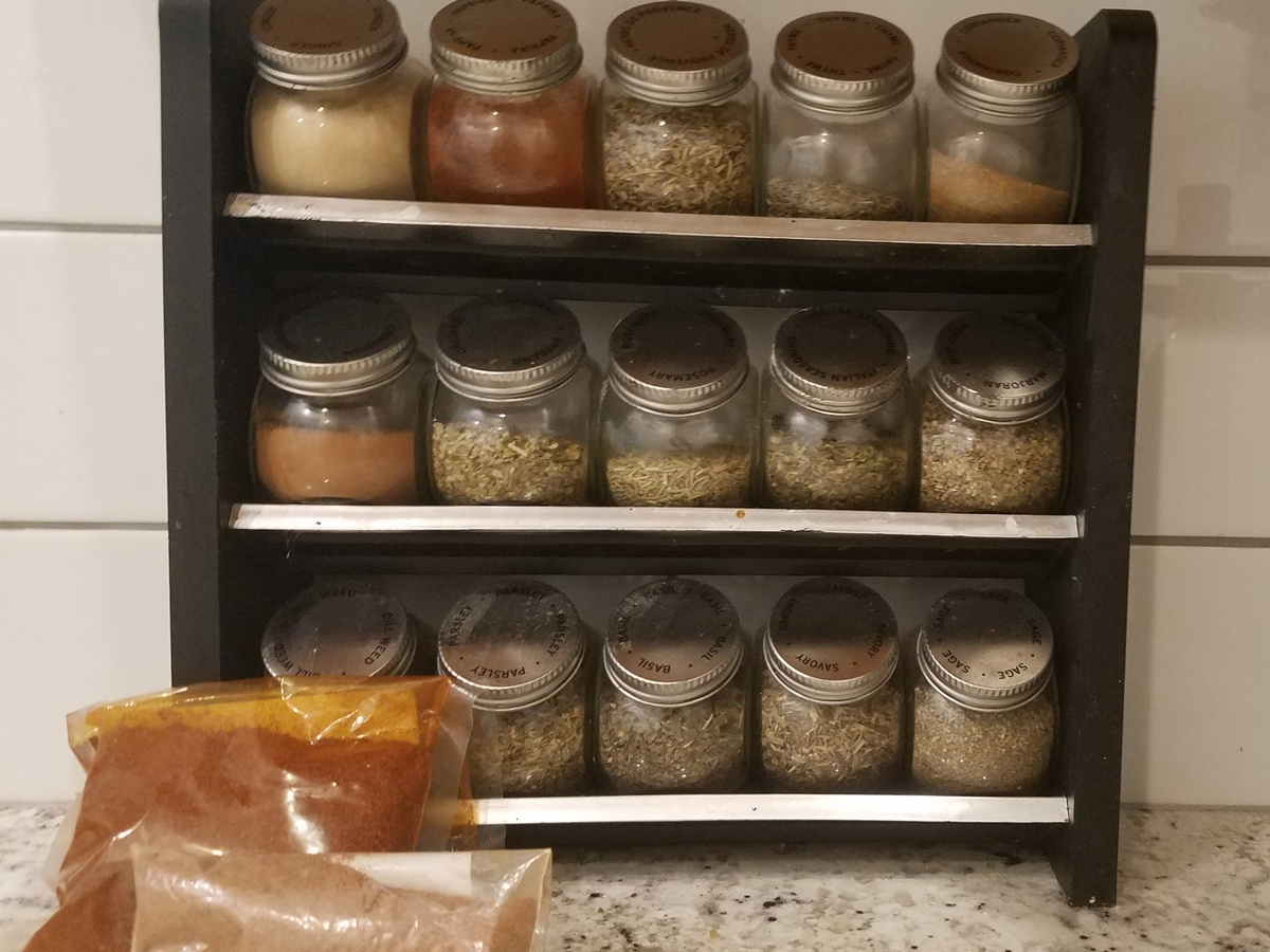 spices on spice rack