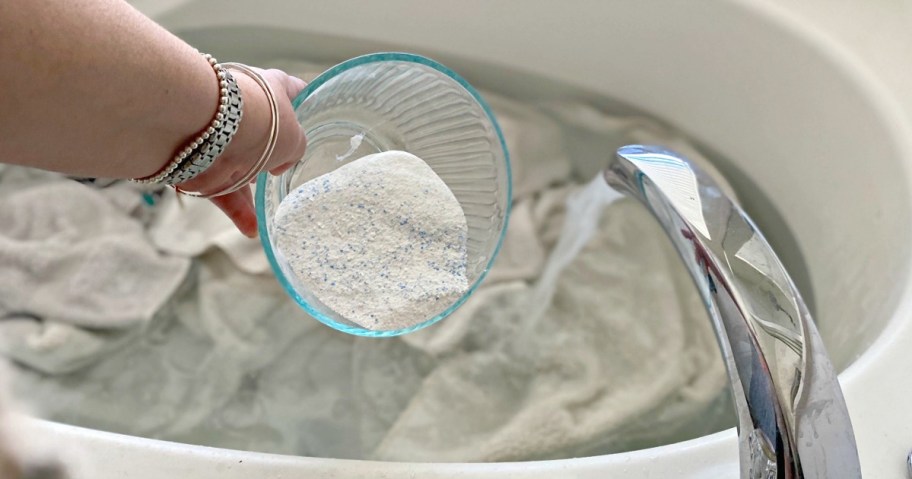 stripping towels in the bathtub