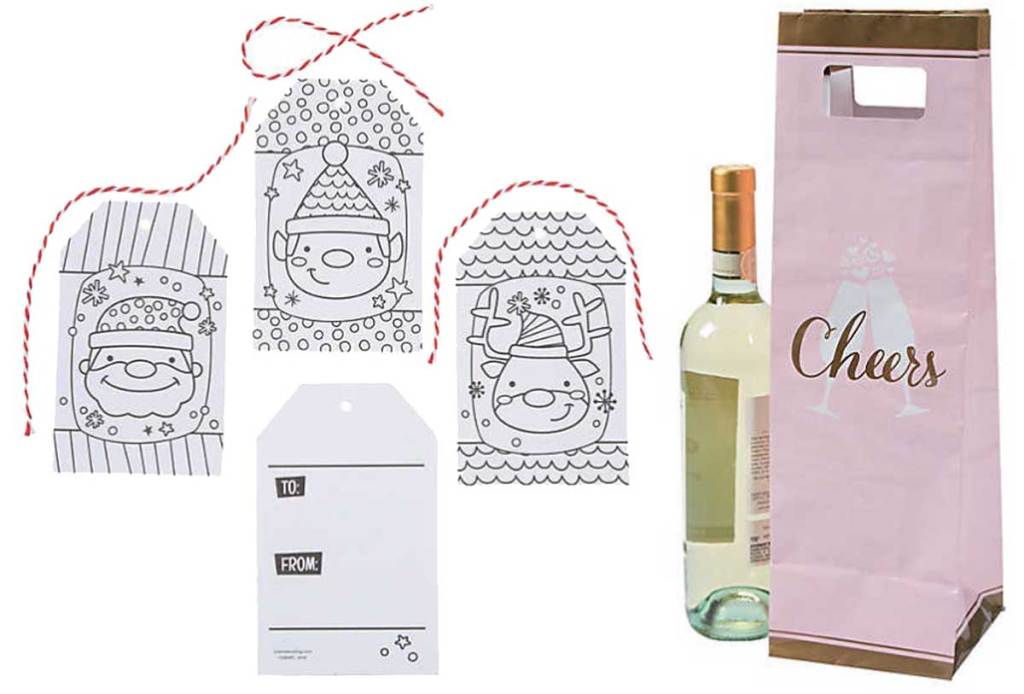 color your own tags and wine bags