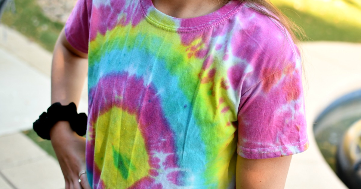 tie-dye shirt on after drying