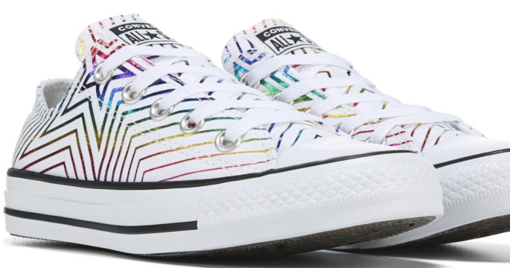 women's converse with colorful star pattern