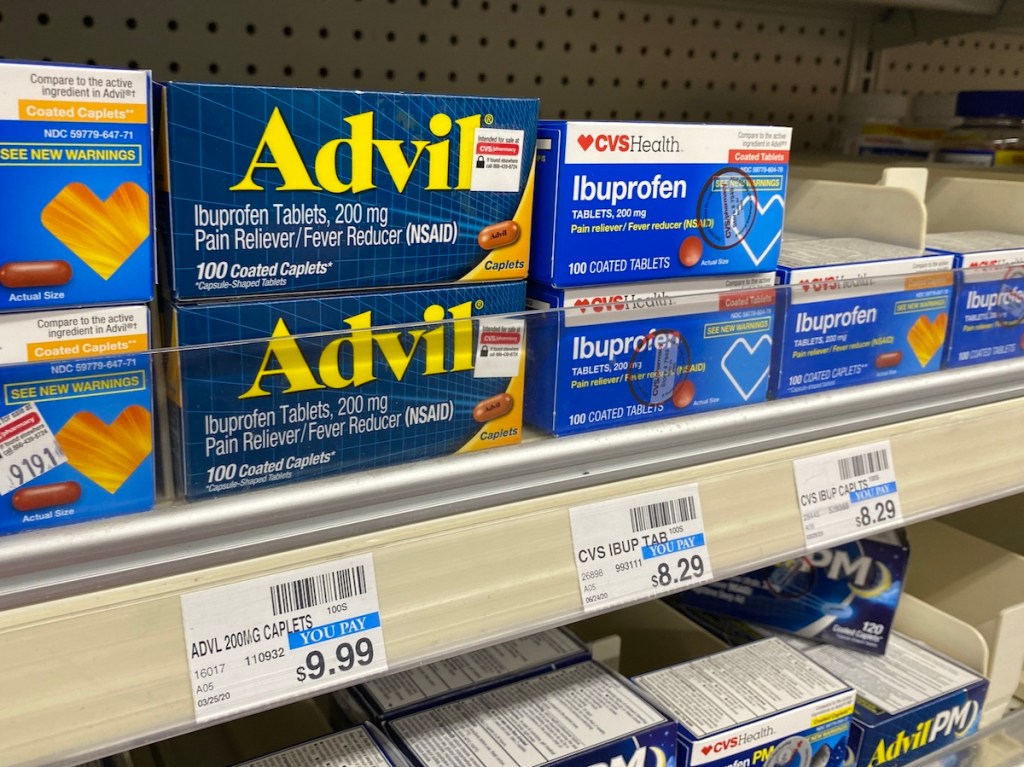 Advil on shelf at CVS