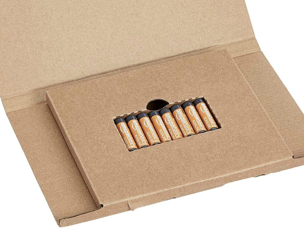 Cardboard box of batteries