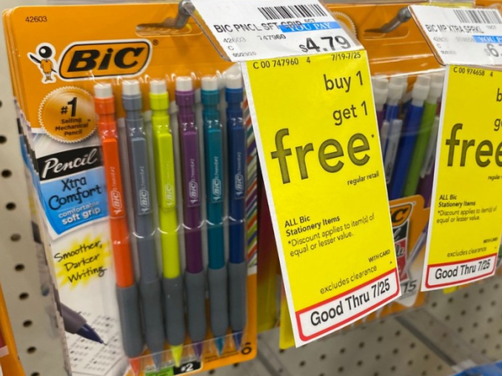 packs of mechanical pencils hanging in store