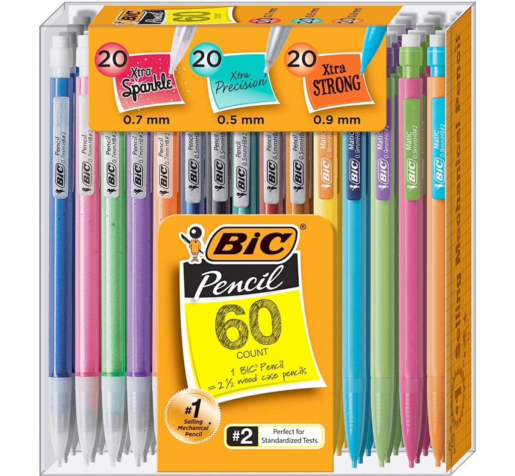 package of bic mechanical pencils in assorted colors