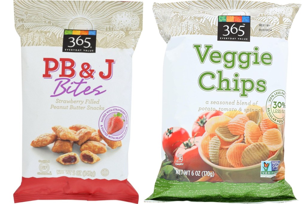 everyday value pb&j bites and veggie chips