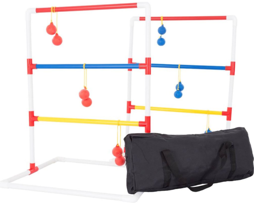 hey play ladder toss game with golf balls