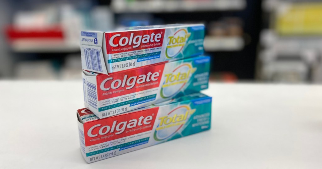 colgate total toothpaste three stacked