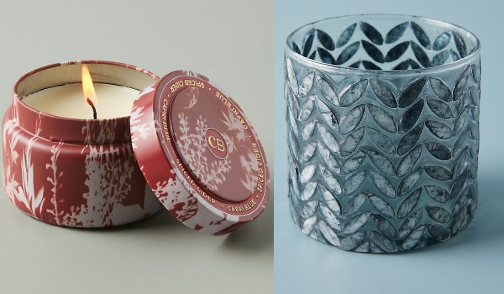 anthropologie candles tin and votive