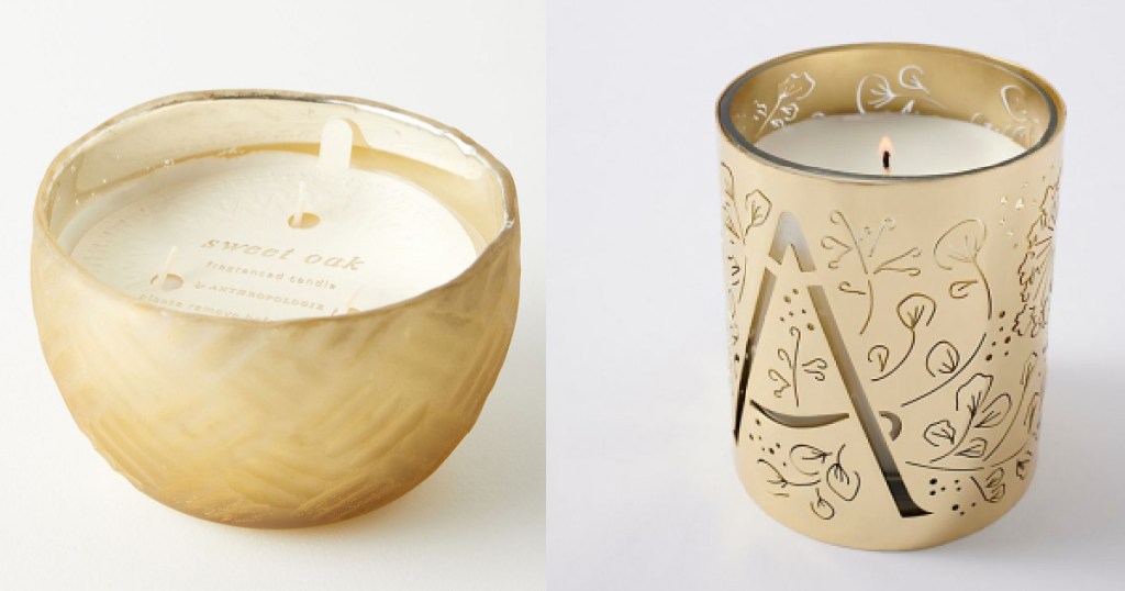 gold candles at anthropologie one monogrammed