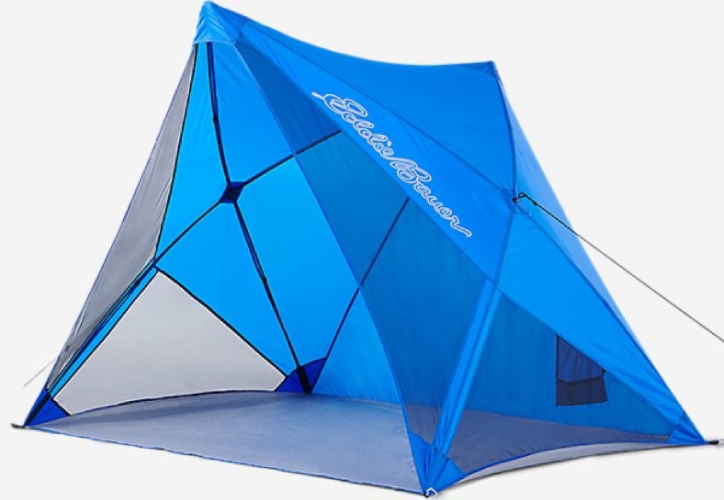 eddie bauer shadowcaster tent pitched in blue