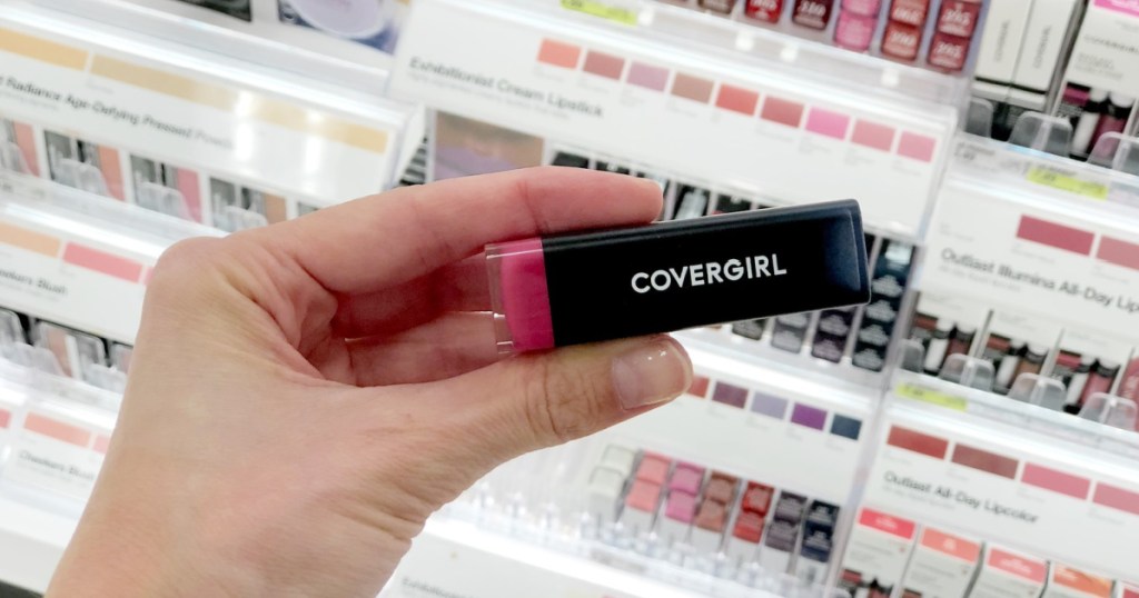 covergirl lipstick in hand in store