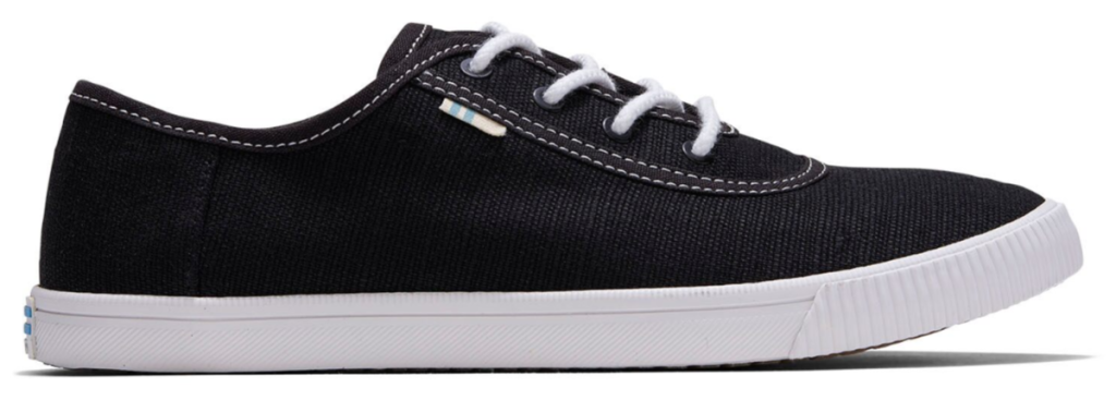 TOMS womens black canvas stitched shoe with laces