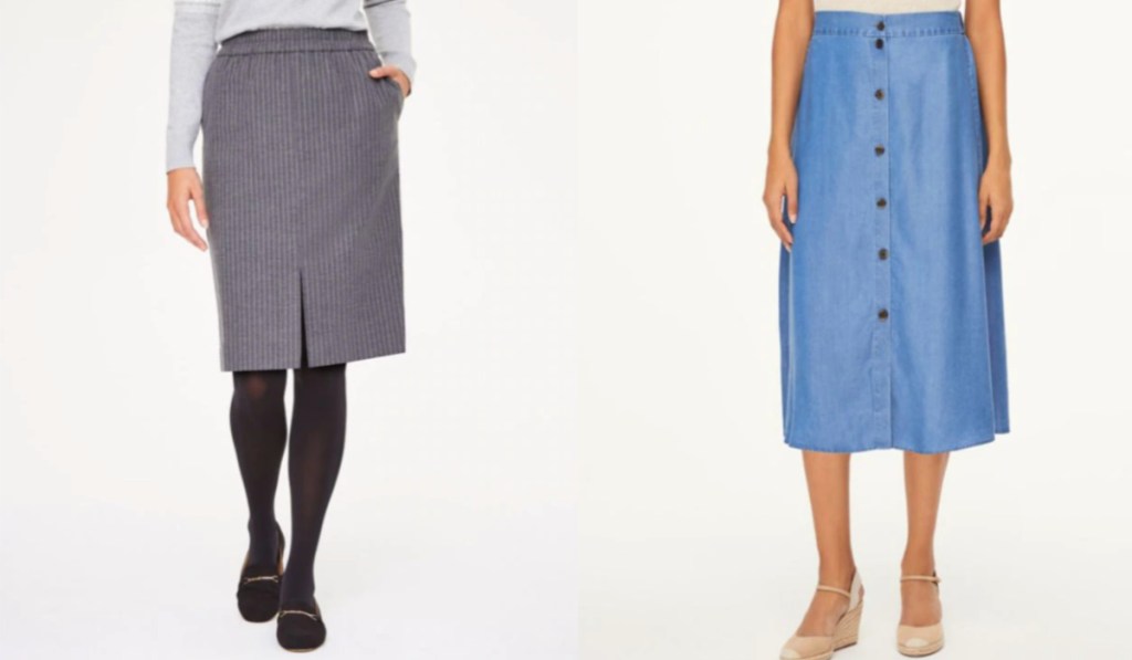 LOFT womens skirts gray and chambray
