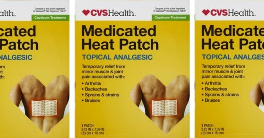 three images of a CVS Heat Patch