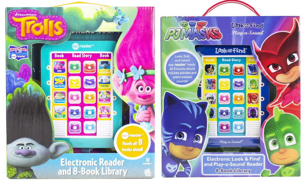 trolls and PJ masks character electronic reader and book sets