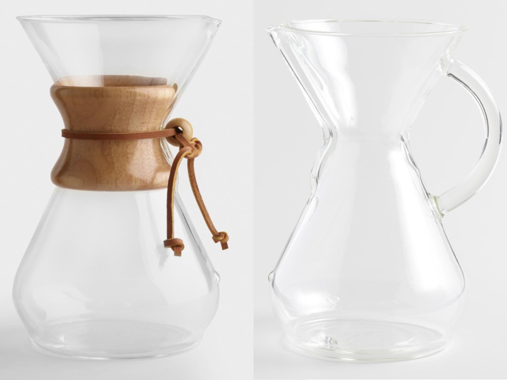 two pour over glass coffee makers