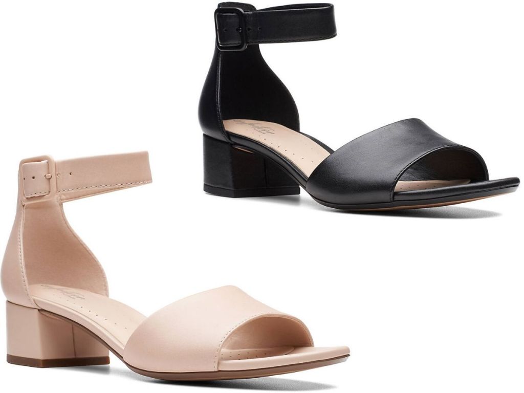 two block heele open toes dress shoes for women