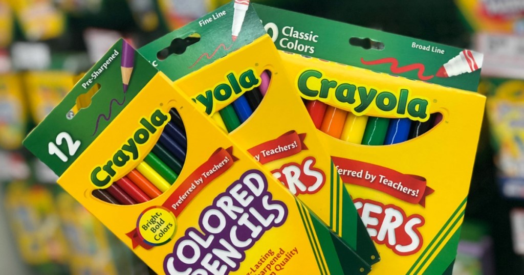 crayola pencils and markers held up in store