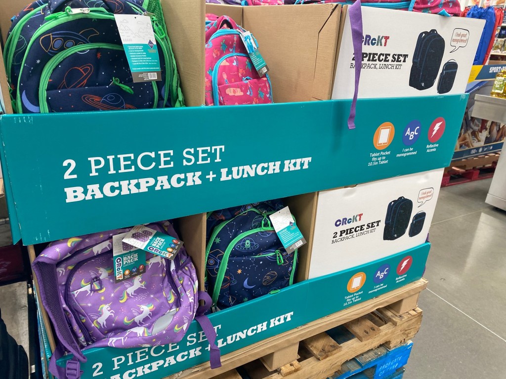 Crckt Backpacks in display bin at Sams Club