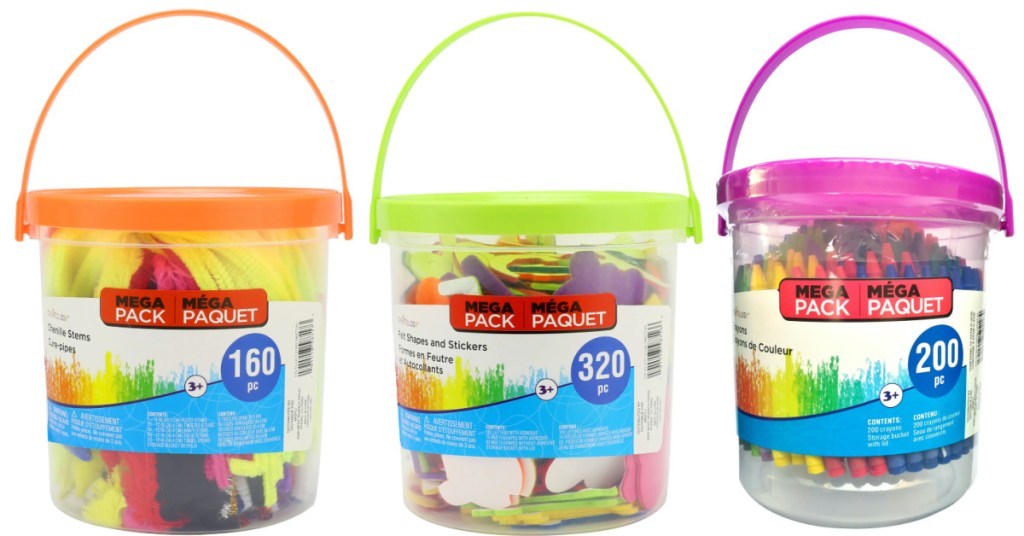 three kids craft buckets