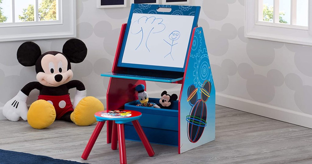 Mickey Mouse art desk and chair in Mickey Mouse themed bedroom