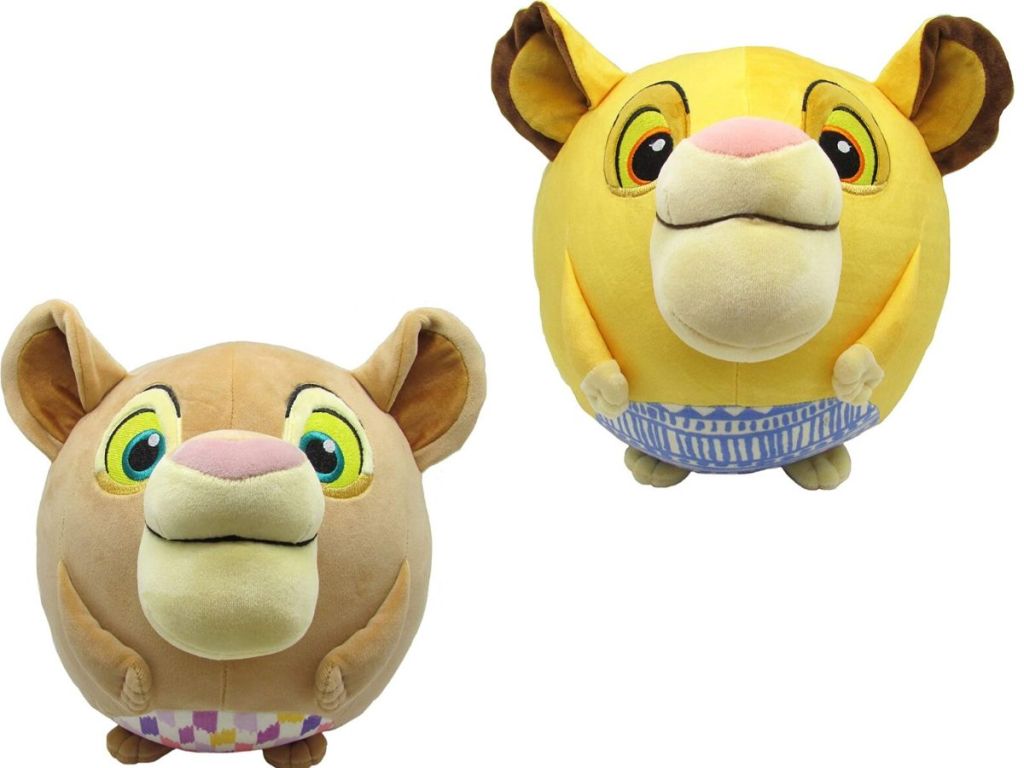 two round disney plush toys