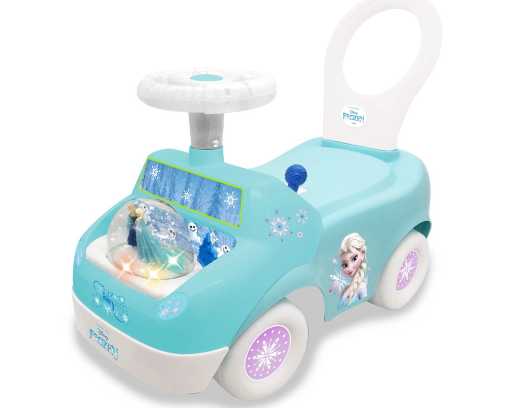 white and blue disney frozen themed toddler ride-on