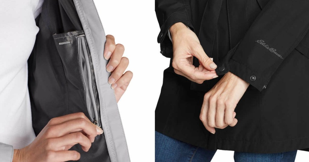 Eddie Bauer Trench Coat pocket and adjustable cuffs