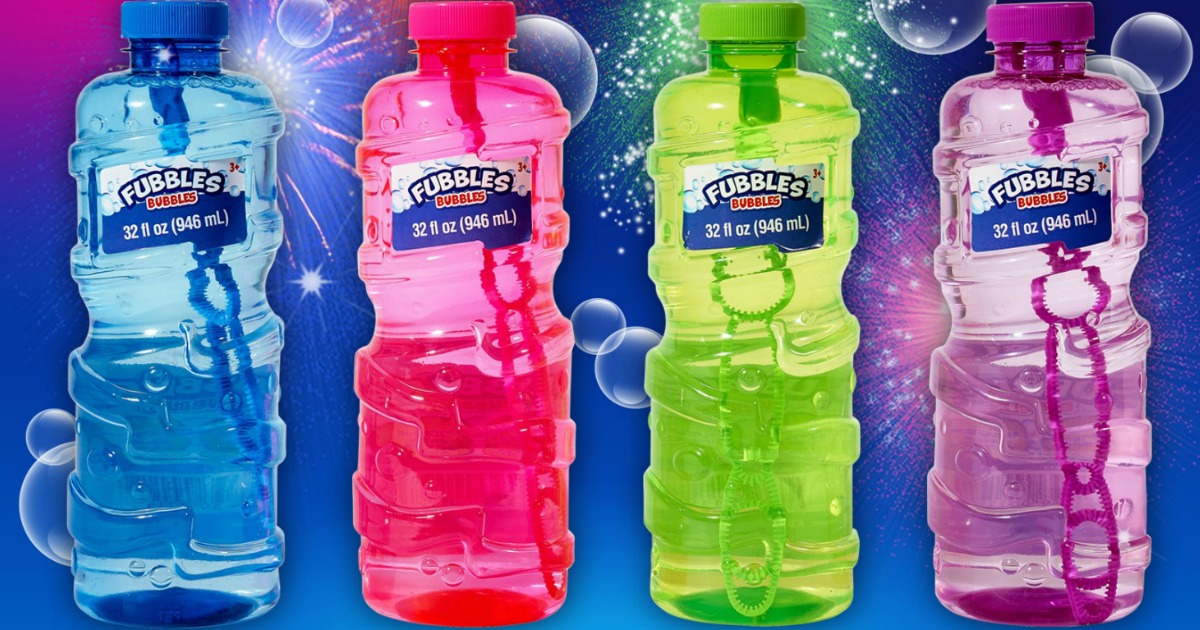 four containers of Fubbles Bubbles