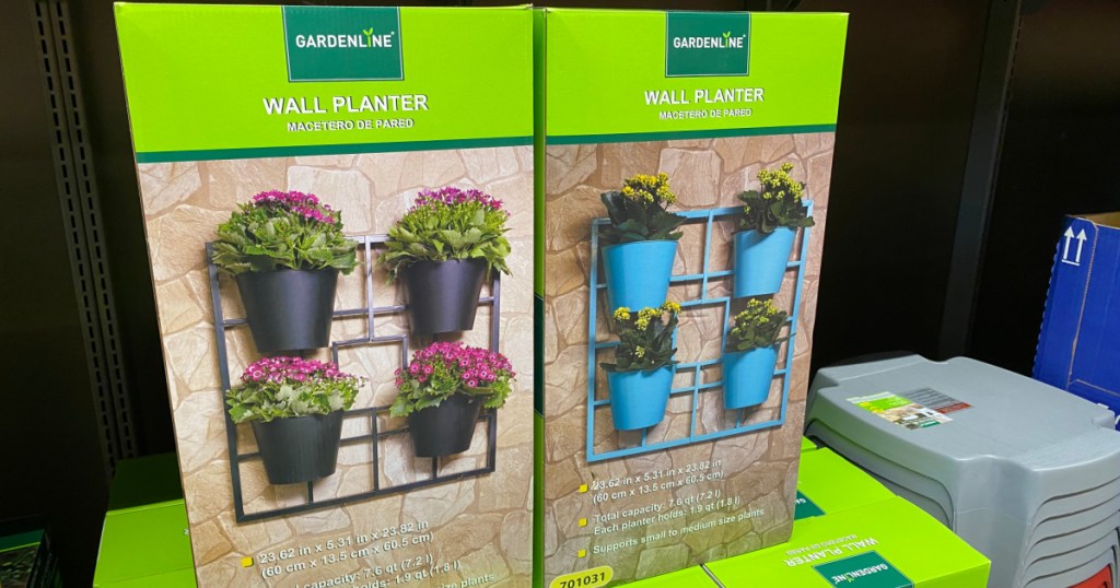 two boxes of gardenline wall planter from aldi